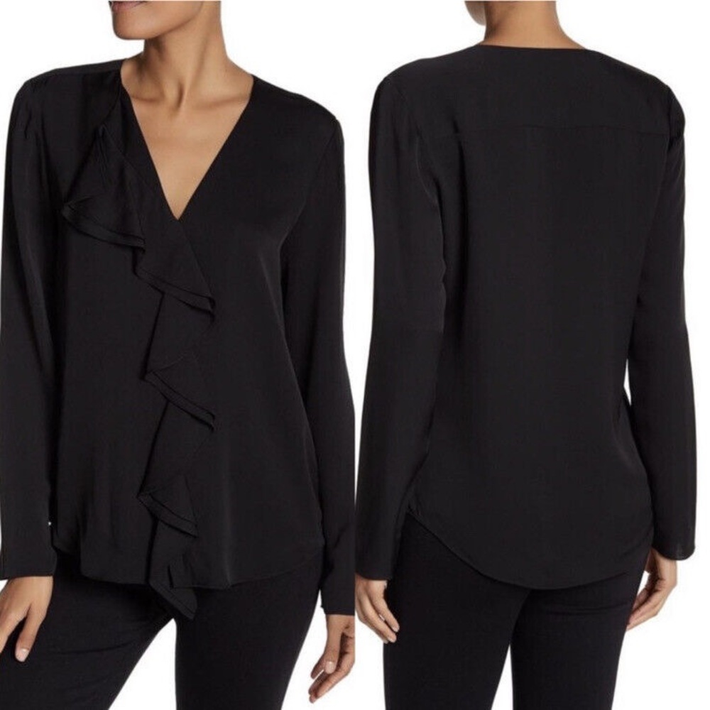 Theory Black Silk Blouse